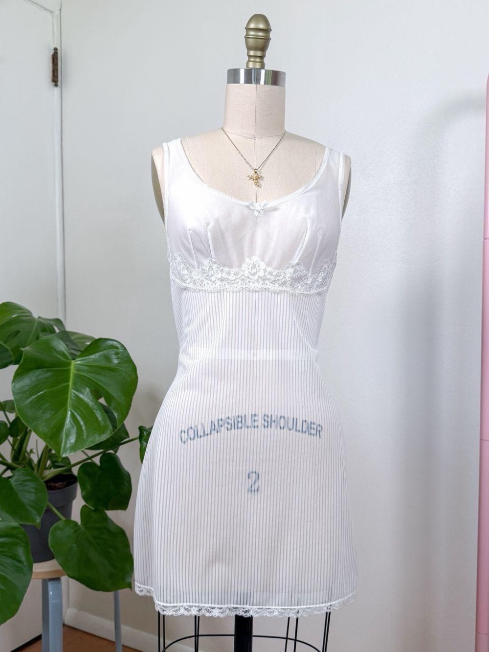 Vintage 70s White Lace Slip Dress